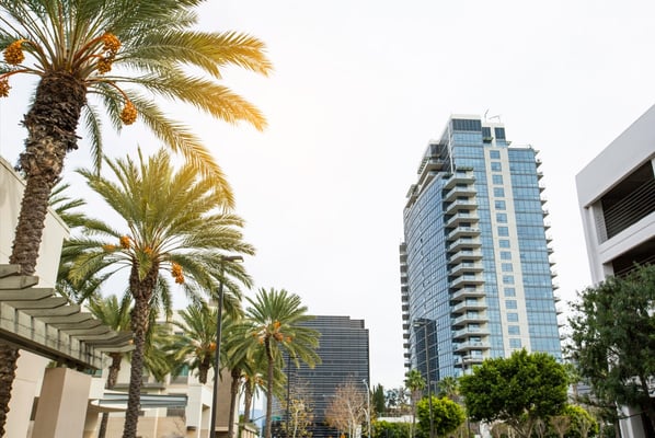 Daytime skyline view of downtown Santa Ana, California, USA.